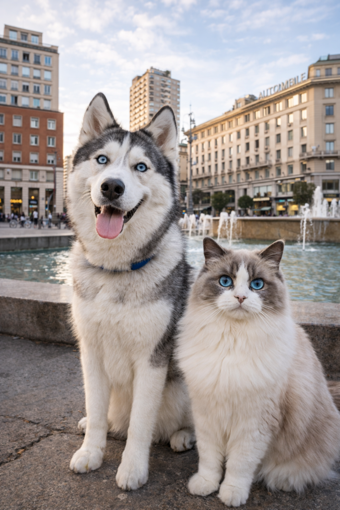 Cane e Gatto in Piazza San Babila