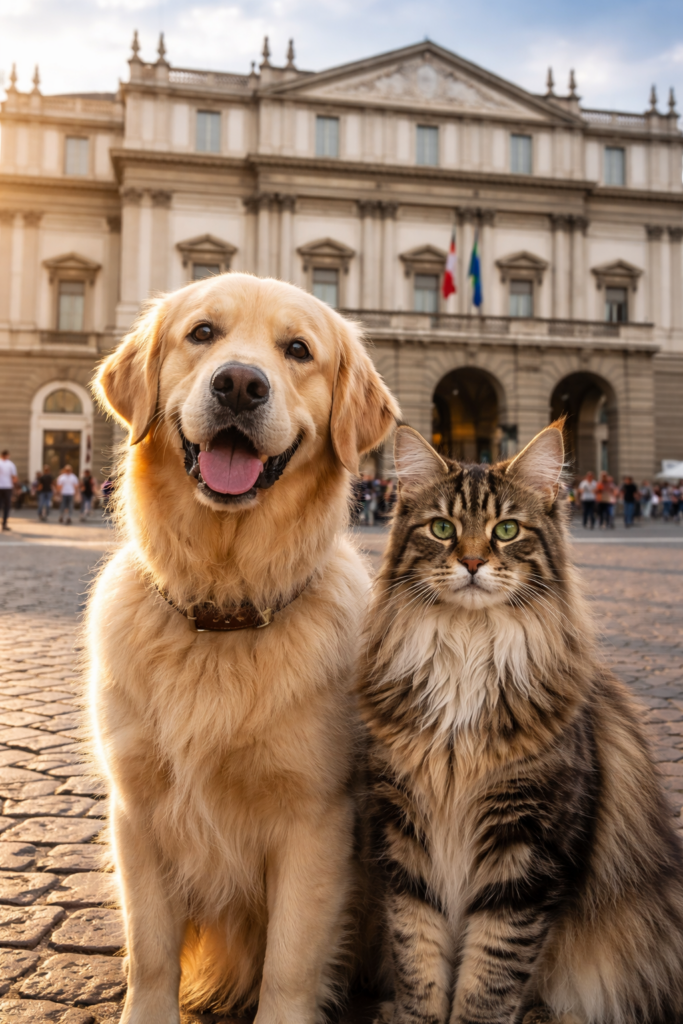 Cane e gatto alla Scala di Milano